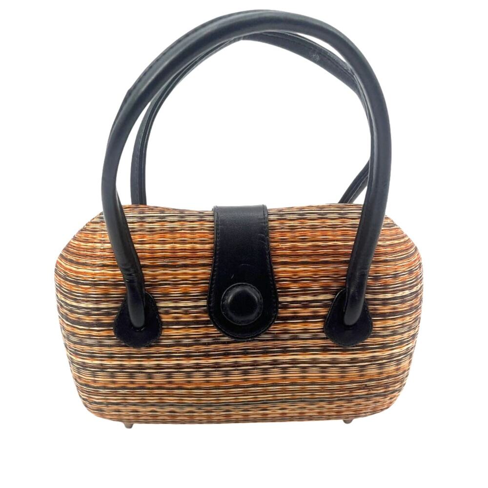 Le Sac Y2K Handmade Woven Hard Shell Purse Boho Coastal Cowgirl Retro Mini